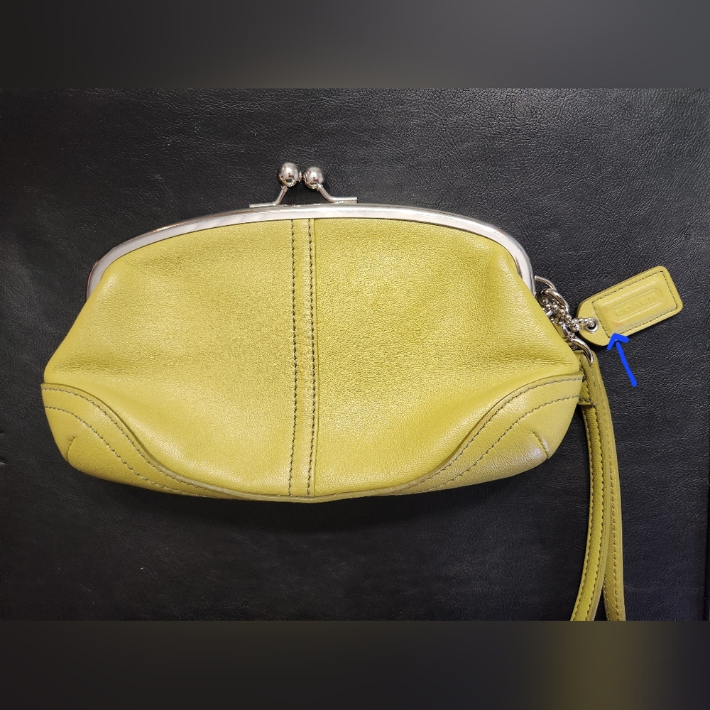 Yellow Green Coach Change Purse or Mini Bag with Clasp